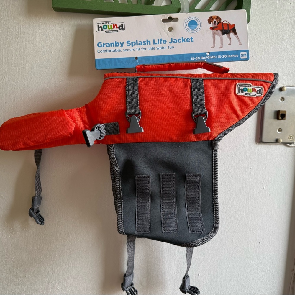 Outward Hound Orange and Gray Dog Life Jacket Size Small